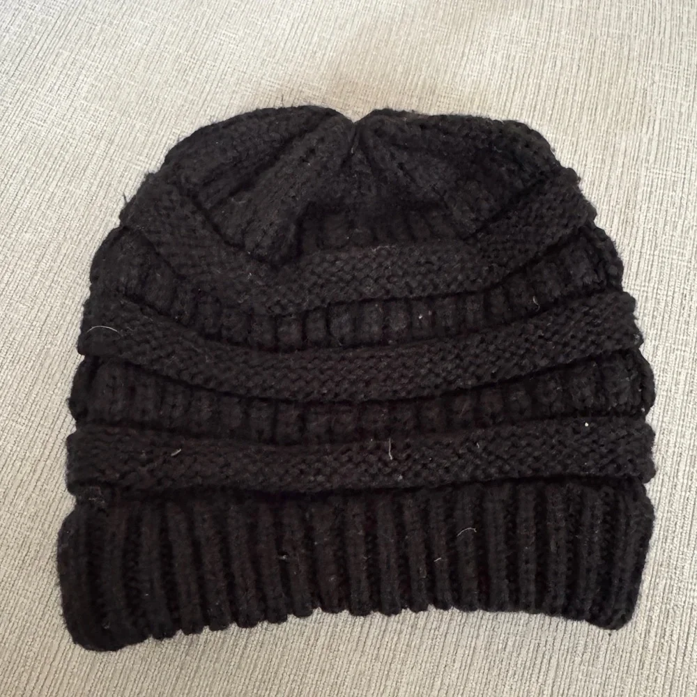 C.C Black Beanie Knit Hat - Picture 3 of 4